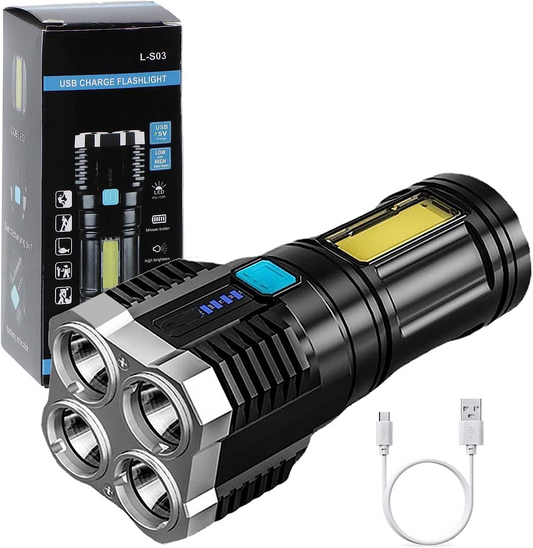 4 in 1 Led Torch Lights Rechargeable Emergency Light USB Charge Flashlights