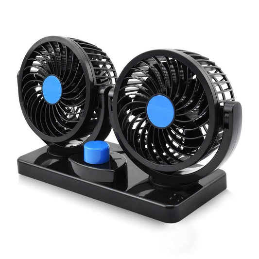 Mitchell 12V DC Electric Car Fan for Dashboard, Double Head Cooling Electric Fan, 360 Degree Rotatable Small Fan for Car with 2 Speed Control