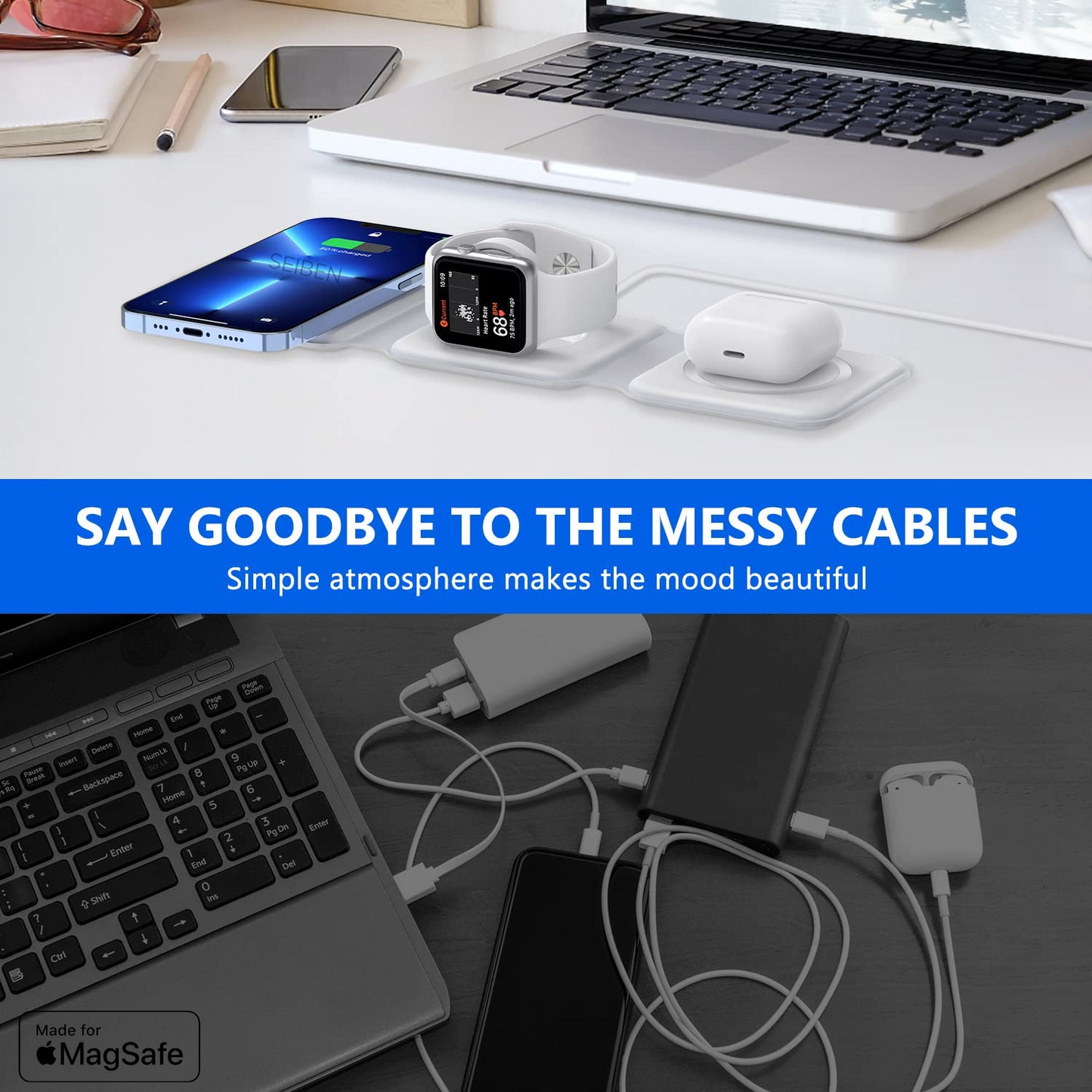 3 in 1 Magnetic Foldable MagSafe Wireless Charger  |