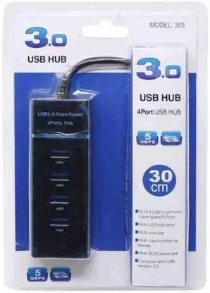 4 Port USB HUB SuperSpeed 3.0 Portable Mini-Hub For Pendrive, Mouse, Keyboards, Camera, Mobile, Tablet, PC, Laptop, TV Etc ( USB Hub  (Black)