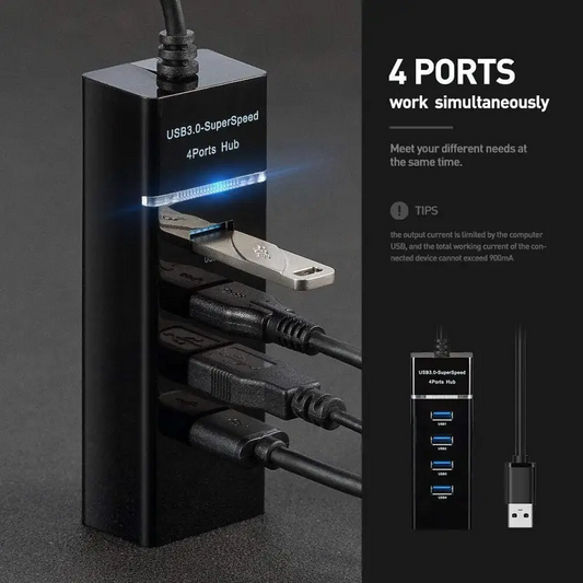 4 Port USB HUB SuperSpeed 3.0 Portable Mini-Hub For Pendrive, Mouse, Keyboards, Camera, Mobile, Tablet, PC, Laptop, TV Etc ( USB Hub  (Black)